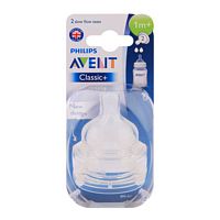 Avent Classic Silicone Teat 2-Pack 3m Plus Slow Flow
